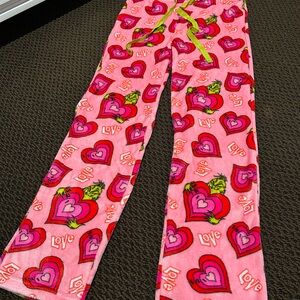 NWOT Grinch Pink Heart Pajama bottoms